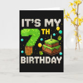 7歳の誕生日おめでとう ゲーマー ピクセル 誕生日 男の子 カード (黄色い花)
