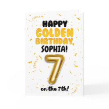 7歳の誕生日おめでとう ゴールデンバースデーカード 子供用