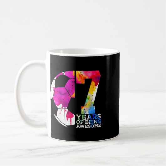 7歳の誕生日おめでとう!サッカーで素晴らしい7年間を コーヒーマグカップ (左)