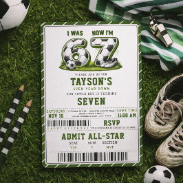 7歳の誕生日おめでとう サッカー好きなキッズのためのオールスターパーティー 招待状