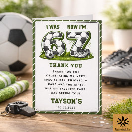 7歳の誕生日おめでとう！サッカー好きな少年にぴったりの「I Was 6, Now I’m 7」デザイ サンキューカード