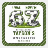 7歳の誕生日おめでとう サッカー - オールスター選手 スクエアシール (正面)