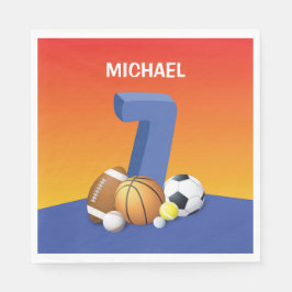 7歳の誕生日おめでとう スポーツボール スタンダードランチョンナプキン
