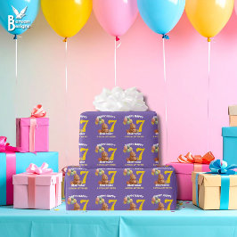 7歳の誕生日おめでとう テディベア ラッピングペーパー