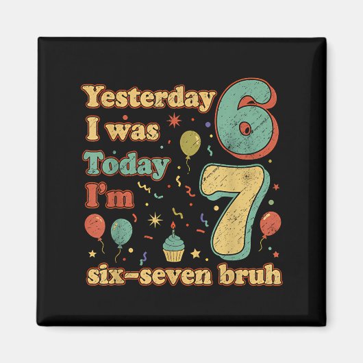 7歳の誕生日おめでとう バカ笑い面白いミーム マグネット (正面)
