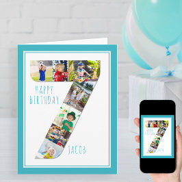 7歳の誕生日おめでとう フォトコラージュ 7 男の子 カード