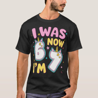 7歳の誕生日おめでとう ユニコーン 6歳から7歳へ Tシャツ