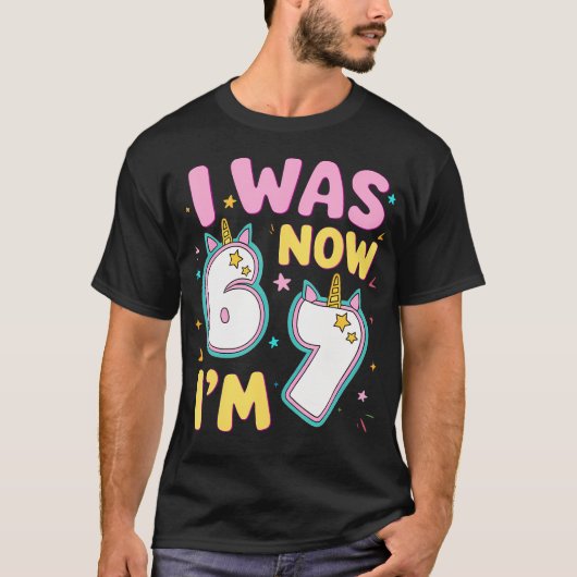 7歳の誕生日おめでとう ユニコーン 6歳から7歳へ Tシャツ (正面)