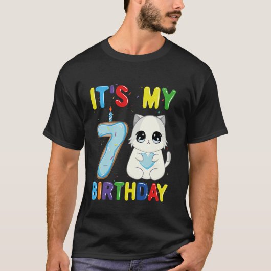 7歳の誕生日おめでとう ラグドール Tシャツ (正面)