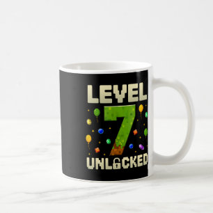 7歳の誕生日おめでとう レベル7到達 ピクセルデザイン コーヒーマグカップ