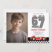 7歳の誕生日おめでとう!レーシングカーブーイ 招待状 (正面)