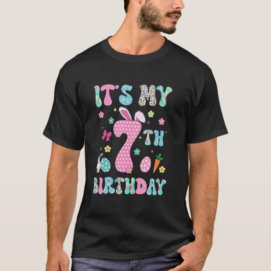 7歳の誕生日おめでとう!女の子の7歳の誕生日パーティー Tシャツ (正面)