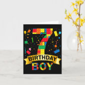 7歳の誕生日おめでとう 男の子 7歳児 ブロックおもちゃ カード (黄色い花)