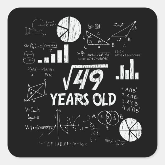 7歳の誕生日おめでとう 算数好きな子供へのギフト スクエアシール (正面)
