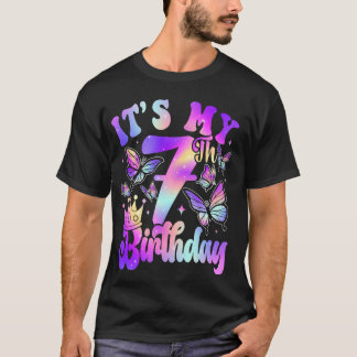 7歳の誕生日おめでとう 蝶のテーマ 7歳児パパ Tシャツ