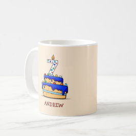 7歳の誕生日おめでとう 青いケーキに7 コーヒーマグカップ