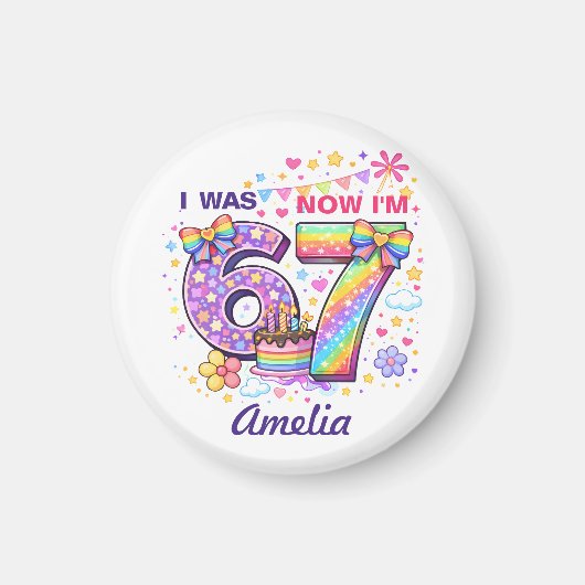7歳の誕生日おめでとう！6歳から7歳へ マグネット (正面)