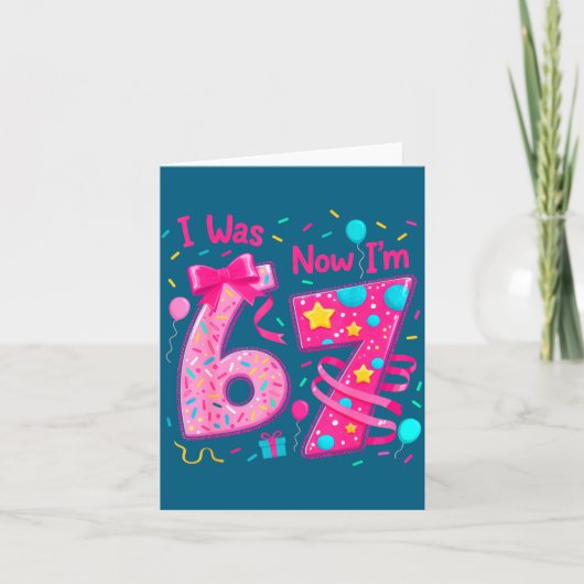 7歳の誕生日おめでとう 6歳だったけど今は7歳だよ カード (正面)
