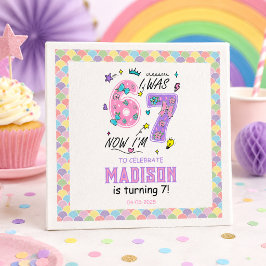 7歳の誕生日おめでとう | 6歳だったのに今は7歳 | キッズ スタンダードカクテルナプキン