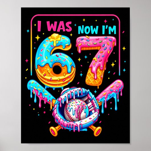 7歳の誕生日おめでとう 6歳だった僕は今7歳 野球アイス ポスター (正面)