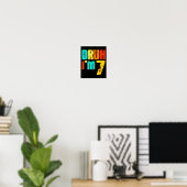 7歳の誕生日おめでとう！7歳の男の子にぴったりな面白いデザイン ポスター (ホームオフィス)