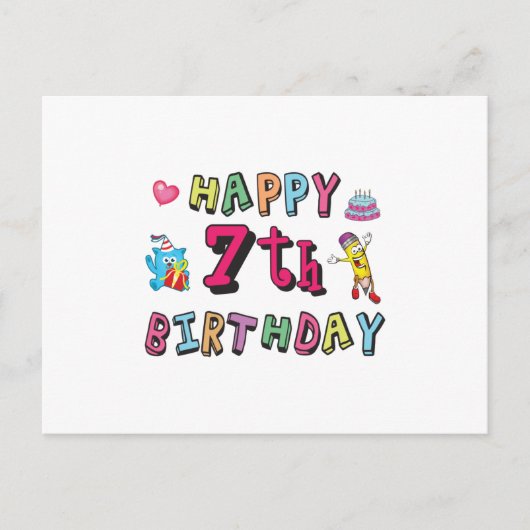 7歳の誕生日おめでとう　7歳の願い ポストカード (正面)