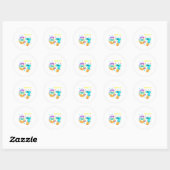 7歳の誕生日おめでとうTシャツ 女の子 7歳 去年は6歳 ラウンドシール (シート)