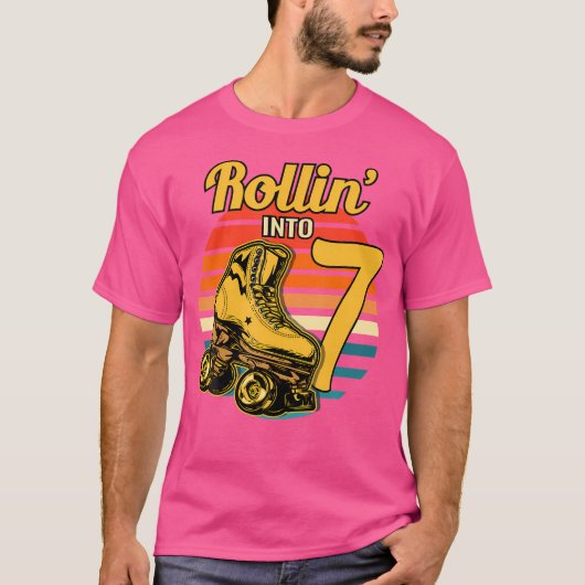 7歳の誕生日お祝いローラースケートパーティ Tシャツ (正面)