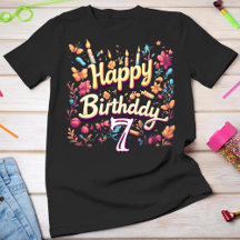 7歳の誕生日お祝い女の子Tシャツ