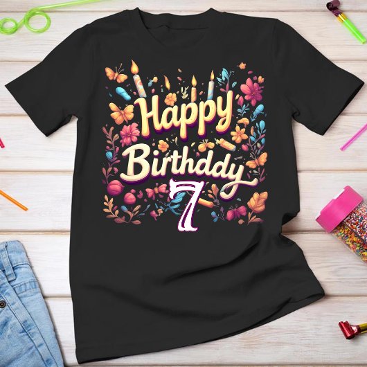 7歳の誕生日お祝い女の子Tシャツ Tシャツ