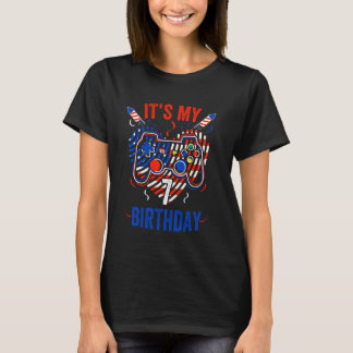 7歳の誕生日とアメリカ独立記念日(7月4日) おもしろゲーマー Tシャツ