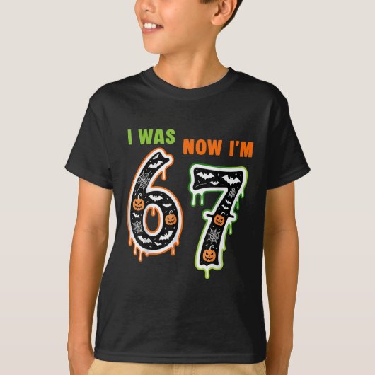7歳の誕生日は6歳、今は7歳 67 きめつのやいばグッズ キッズ Tシャツ (正面)
