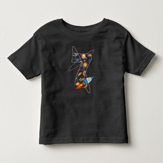 7歳の誕生日を迎えた少年宇宙飛行士 トドラーTシャツ (正面)