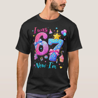7歳の誕生日を迎える女の子向けデザイン 6歳から7歳へ Tシャツ