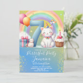 7歳の誕生日キットン虹色パーティー 招待状 (スタンド正面)