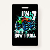 7歳の誕生日ギフトforモンスタートラックボーイ バッジ (裏面)