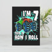 7歳の誕生日ギフトforモンスタートラックボーイ 招待状 (スタンド正面)