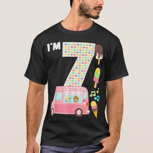 7歳の誕生日クルー アイスクリームトラック 私は7歳の誕生日 アイスクリーム Tシャツ (正面)
