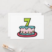 7歳の誕生日ケーキ カード (正面/裏面インサイチュ)