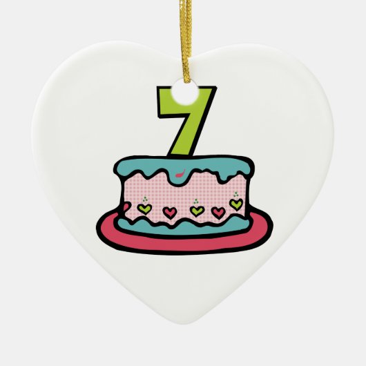 7歳の誕生日ケーキ セラミックオーナメント (正面)