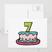 7歳の誕生日ケーキ ポストカード (正面/裏面)