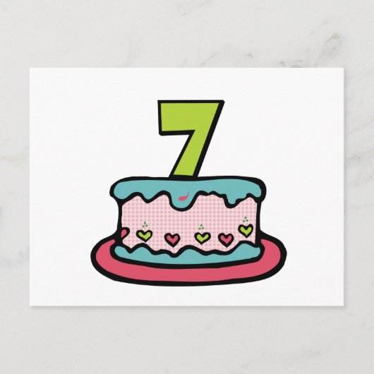 7歳の誕生日ケーキ ポストカード (正面)