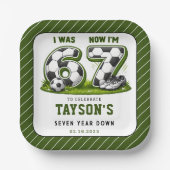 7歳の誕生日サッカーお祝い - オールスターパーソン ペーパープレート (正面)