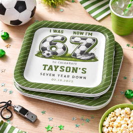 7歳の誕生日サッカーお祝い - オールスターパーソン ペーパープレート