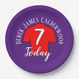 7歳の誕生日サッカー バッジ 名前入れ可能 ペーパープレート
