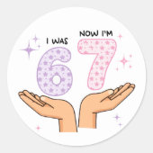 7歳の誕生日ステッカー ラウンドシール (正面)