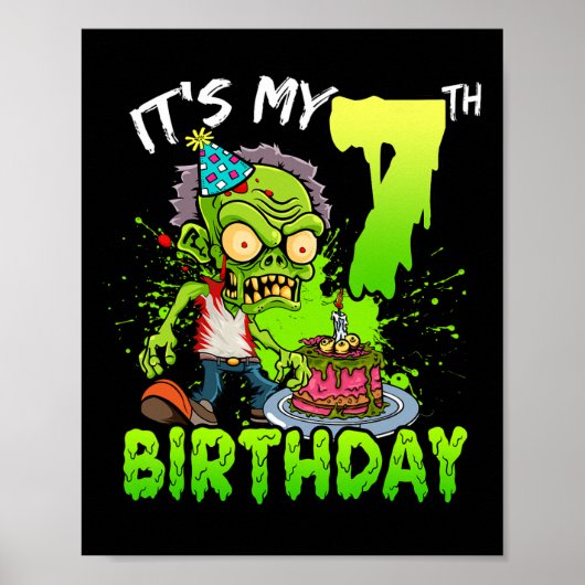 7歳の誕生日ゾンビラバー少年ギフト ポスター (正面)