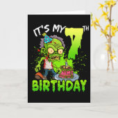 7歳の誕生日ゾンビラバー男の子 カード (黄色い花)