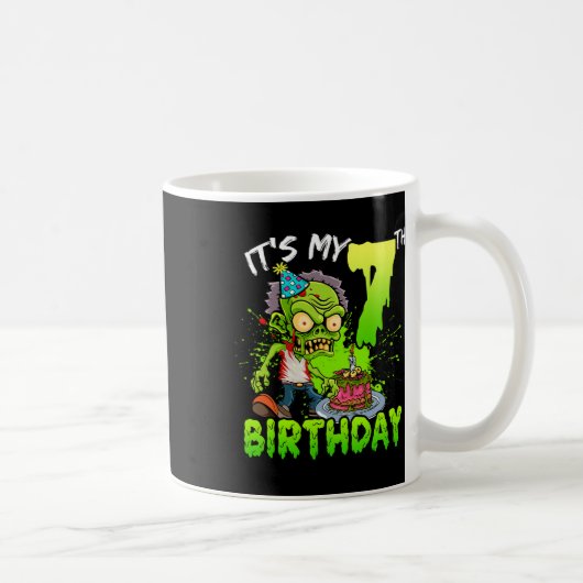 7歳の誕生日ゾンビラバー 7歳の男の子用 コーヒーマグカップ (右)