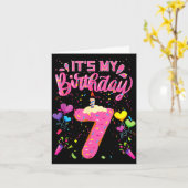 7歳の誕生日ドーナツ ハッピー7歳 女の子 子供 カード (黄色い花)